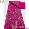 Vestido de novia francés, edición completa, bordado, cuentas, tela de encaje con taladro a presión, tela de encaje con lentejuelas para novia