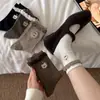 Calcetines Bordados de Oso para Mujer de Primavera y Otoño, Calcetines de Media Caña con Estampado de Lunares y Flores, Calcetines para Niña Color Café Estilo Ballet, Calcetines Holgados