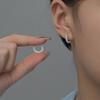 Pendientes de Círculo Geométrico Incrustados con Diamantes de Verano Europeos y Americanos Transfronterizos Plata de Ley s925 Combinación Perfecta Completamente Diamantados Hebilla de Oreja de Alta Gama para Mujeres