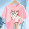 2418 # Camiseta de Algodão Puro de Manga Curta para Meninas Verão 2025 Novo Estilo Roupas de Verão Infantis Estilo Coreano Tops Soltos para Crianças Maiores