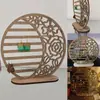 Suporte Redondo de Madeira para Brincos Estilo Rústico Fazenda Rack Decorativo para Joias Artesanato de Madeira Flor Vazada