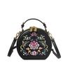 Bolsa Transversal de Ombro Único Versátil para Mulheres, Bordado Artístico Estilo Chinês, Nova Bolsa de Mão Tendência para a Temporada, Pequena Bolsa de Mão Redonda Fashion