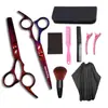Set de Tijeras de Peluquería Shenxingzhe de 6.0 pulgadas con Cola de Colores Inclinada, Tijeras Planas, Tijeras Entresacadoras, Set de 7 Piezas