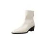 Botas de tornozelo elegantes, com sola silenciosa e que afinam, perfeitas para combinar com saias da coleção de inverno de 2026. Apresenta um salto médio grosso, bico quadrado e material elástico para um efeito emagrecedor