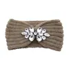 Banda para el cabello de punto con incrustaciones de diamantes de estilo europeo y americano, protector de orejas para lavarse la cara, accesorios para el cabello de moda para yoga, diadema de lana cálida para otoño e invierno.