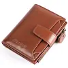 Cartera Fania para Mujer Corta Piel Genuina 2021 Nueva Pequeña Bolsa para Tarjetas Billetera Cremallera Exquisita Clip para Monedas Plegable