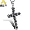 Colgante de cruz de acero inoxidable vintage con tótem europeo y americano, personalizado, estilo punk, con calavera grande para hombre HC108