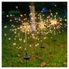 Nuevas Luces Solares para Exteriores, Luces de Fuegos Artificiales de Cable de Cobre Impermeables para Jardín, Balcón, Parque, Decoración de Ambiente, Luces Insertables en el Suelo