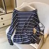 Artículos Populares de Alta Calidad de las Trece Líneas ~ Camisetas de Manga Larga Rayadas de Moda para Mujer, Buena Textura, Efecto Adelgazante en la Cintura, Tops Casuales y Versátiles