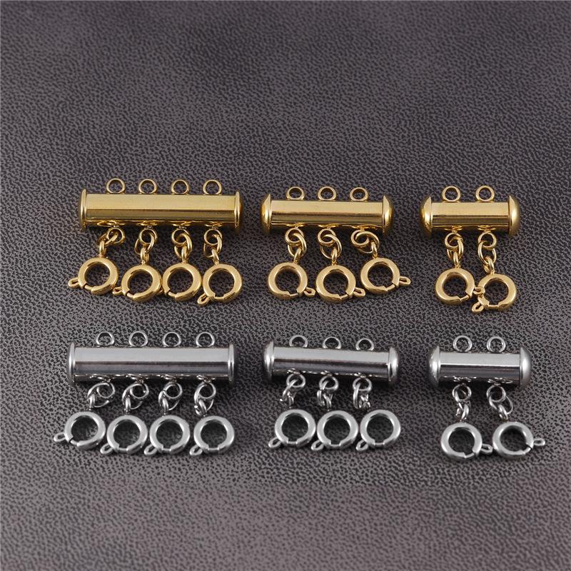 T0596A不锈钢磁扣加铜弹簧扣手链扣,弹簧扣6mm,白K色
