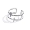 Anillo Cruzado Cuadrado de Doble Capa s925 Plata de Ley Diseño de Nicho Sentido Frío Alto Sentido Anillo Abierto Anillo para Mujeres