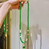Colar com Pingente de Corrente para Suéter de Calcedônia Verde Natural de Alta Qualidade, Transparente como Gelo, Alta Definição, Calcedônia Branca