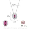 Colar Pingente Pag&Mag S925 Prata Esterlina Europeu e Americano com Pedra Preciosa Vermelha Rosa Incrustada para Mulheres, Corrente de Clavícula de Luxo Leve com Diamantes Completos Vintage