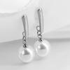 Pendientes de Moda Transfronterizos Europeos y Americanos de Acero Inoxidable 304 con Colgante de Perla de Imitación de 10 mm Pendientes Simples Versátiles Venta al por Mayor