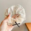 Scrunchie lenço quadrado estilo pastoral francês para meninas e crianças, elástico de cabelo doce com laço para coques, acessório de cabelo
