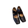 Zapatos Retro de Abuela de Piel de Vaca Punta Cuadrada Boca Baja Tacón Grueso Zapatos de Ballet Banda Elástica de Primavera Zapatos Casuales con Tira Cruzada
