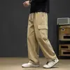 Pantalones de trabajo de algodón de estilo americano modernos con múltiples bolsillos para hombre, nuevos pantalones rectos de color liso versátiles de ajuste holgado casual para primavera/otoño