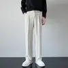 Calça Masculina de High Street Americana com Corte Justo e Senso de Design, Novo Estilo Versão Coreana, Cor Sólida Tendência, Perna Reta, Calça Casual, Roupa Masculina