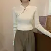 Suéter de una pieza estilo nacional de cuello alto medio para mujer otoño e invierno Nuevo diseño sentido nicho ajuste ceñido jersey camiseta interior