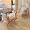 Sofá de Tela Minimalista Nórdico para Ocio, Desmontable y Lavable, de un Solo Asiento, Adecuado para Apartamentos Pequeños, Sala de Estar, Balcón, con Juego de Mesa y Sillas de Madera Maciza