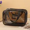 Bolsa de Cosméticos de Material PVC Transparente Simple Doble Capa Bolsa de Tocador Separada para Seco y Húmedo Bolsa Portátil de Almacenamiento para Cosméticos de Viaje