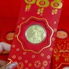2026 Año del Caballo Moneda de Oro Conmemorativa Sólida de la Suerte Sobre Rojo Bolsa de la Suerte Regalo de Nochevieja Entrega de Texto Secreto