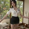 He Mei Roupa Íntima Sexy Feminina Sexy Policial Instrutora Uniforme de Role-Playing Tentação Saia de Quadril Conjunto Não Precisa Tirar