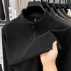 Camiseta térmica de alta calidad de doble cara con mangas largas, sudadera deportiva cálida para hombre con media cremallera, sudadera con capucha de forro polar para exteriores, venta al por mayor