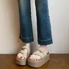 Sandalias de plataforma de suela gruesa para mujeres petite, sandalias de dedo casuales versátiles para aumentar la altura, para usar al aire libre