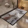 Tapete de Entrada Abstrato Azul e Dourado de Luxo Leve, Antiderrapante, Resistente à Sujeira, Absorvente de Água, Personalizável, Capacho de Entrada de Casa