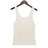 Camisola de punto de color liso Q para mujer, traje de primavera y verano, moda, top ajustado con cuello cuadrado sin mangas para uso exterior