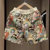 Shorts de Estilo High Street Americano para Homens, Calças Casuais Versáteis Tendência de Verão Hip-Hop, Shorts Esportivos de Praia Retos Jacquard de Peso Pesado