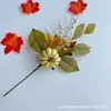 Arreglos Otoñales Estilo Ins Transfronterizo de Hoja de Arce y Girasol, Adornos de Decoración de Halloween de Gratitud por la Cosecha en Casa Manojo