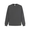 500g Algodão Puro Pesado Base Branca Camiseta de Manga Longa Corte Solto Unissex Simples Versátil Top Azul Marinho
