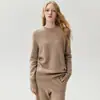 Cashmere 100% puro, nova coleção outono 2026, gola redonda, suéter de estilo sofisticado e minimalista, camada base de tricô feminina