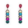 Suministro Transfronterizo Europeo y Americano Moda Pendientes Redondos de Diamante Múltiples Capas Pendientes de Diamante de Vidrieras Bohemias para Mujer