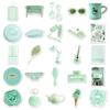 50 Adesivos Ins Verde Menta Pequenos Frescos Estilo Nórdico Sal Impermeável Decorativos DIY Adesivos para Copo de Água Livro de Mão