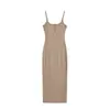 Vestido Bodycon Sexy de Tirantes Finos con Abertura Lateral para Mujer, Verano, Cintura Elástica Adelgazante, Sin Mangas, Largo