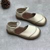 Sandalias Vintage Hechas a Mano de Cuero Genuino Verano 2025 Estilo Artístico Mori Punta Cerrada Hebilla Plana Piel de Vaca Suave Sandalias para Mujer