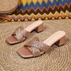 2025 Comercio Exterior Transfronterizo Verano Nueva Moda Slip-On Tacón Alto Moda Casual Una Línea Sandalias de Tacón Alto para Mujer