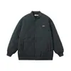 Chaqueta de Algodón Cálida para Hombre con Patrón de Diamantes Retro Americano Bordado de Logo, Estilo Hong Kong, Informal Versátil para Pareja, Abrigo Grueso de Algodón