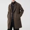 2025 Invierno Nuevo Estilo Gabardina de Lana Cachemir Doble Cara para Hombre de Longitud Media Casual Holgada Verde Marrón Ninguno
