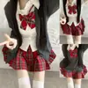 Suéter Jk Cardigan Tejido Otoño e Invierno Estilo Universitario Uniforme Escolar Femenino Traje de Falda a Cuadros Uniforme Jk