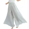 Pantalones Falda de Algodón y Lino Talla Grande Estilo Mori Girl 2026 con Cintura Elástica, Pantalones Falda Acampanados Color Sólido Estilo Étnico
