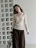 Suéter de punto de manga larga para mujer, estilo pullover, casual y elegante, perfecto para atuendos de otoño, amigable con la piel y transpirable, top de color liso