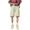 Shorts jeans lavados e velhos, estilo americano, masculino, solto, plus size, calças de rua, marca da moda, calças da moda