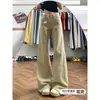 Calça jeans flare cáqui de cintura baixa para mulheres, novo estilo verão 2026, modeladora, com caimento fluido, comprimento até o chão, calça boca de sino que não gruda na pele