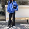 Tecido Escama de Peixe Terry Dongdaemun Coreano Calça Casual Solta Slimming Look Tamanho Único Elástico na Cintura Perna Larga Cor Lisa
