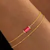 Pulsera de Piedra de Nacimiento de Diciembre Transfronteriza de Aliexpress Diseño Cuadrado Sencillo y Único de Nicho Joyería de Cadena Fina de Doble Capa para Mujer