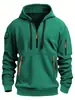Sudadera con capucha de punto informal deportiva para hombre con múltiples cremalleras y bordado en el brazo